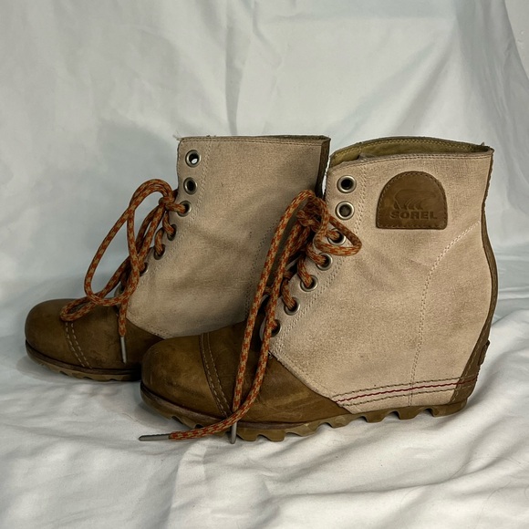 SOREL 1964 Premium Canvas Wedge FOSSIL- SANGUINE Size 8 - Picture 5 of 12